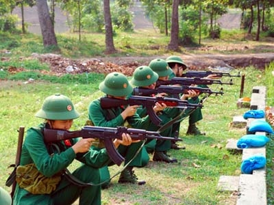 Female soldiers on training ground